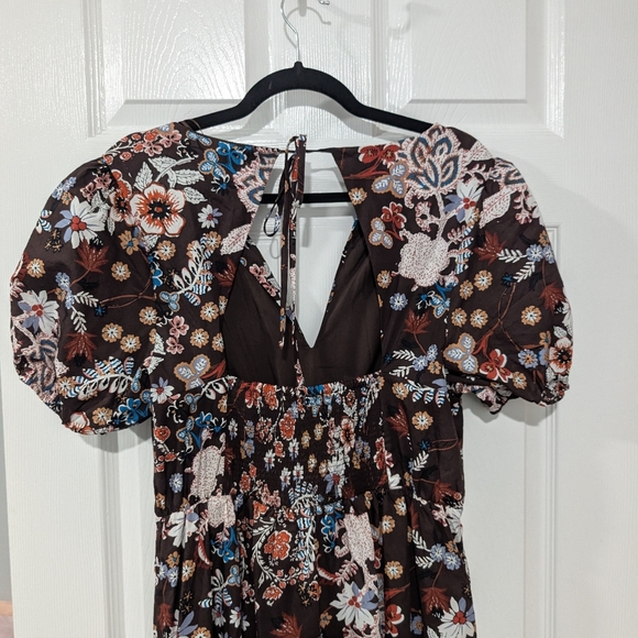 NWT Sugarlips Brown Journee Floral Morty Puff Sleeve Maxi Dress in Size L (12) - Picture 7 of 11